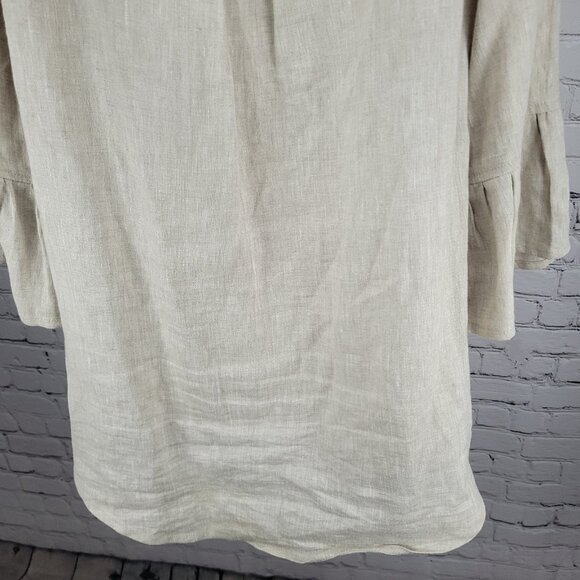 Crown Linen Beige 100% European Linen 3/4 Bell Sleeve Tunic Top Size Small S - Picture 12 of 15